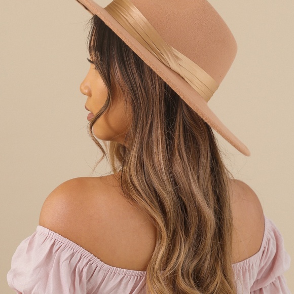 Brown/Tan Felt Fedora with Satin Band - Picture 2 of 3